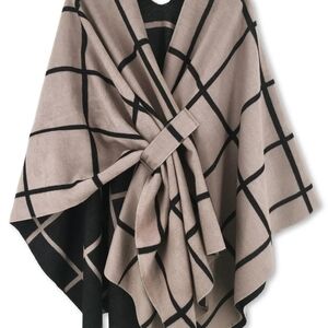 Chic Black and Cream Checkered Women's Cape